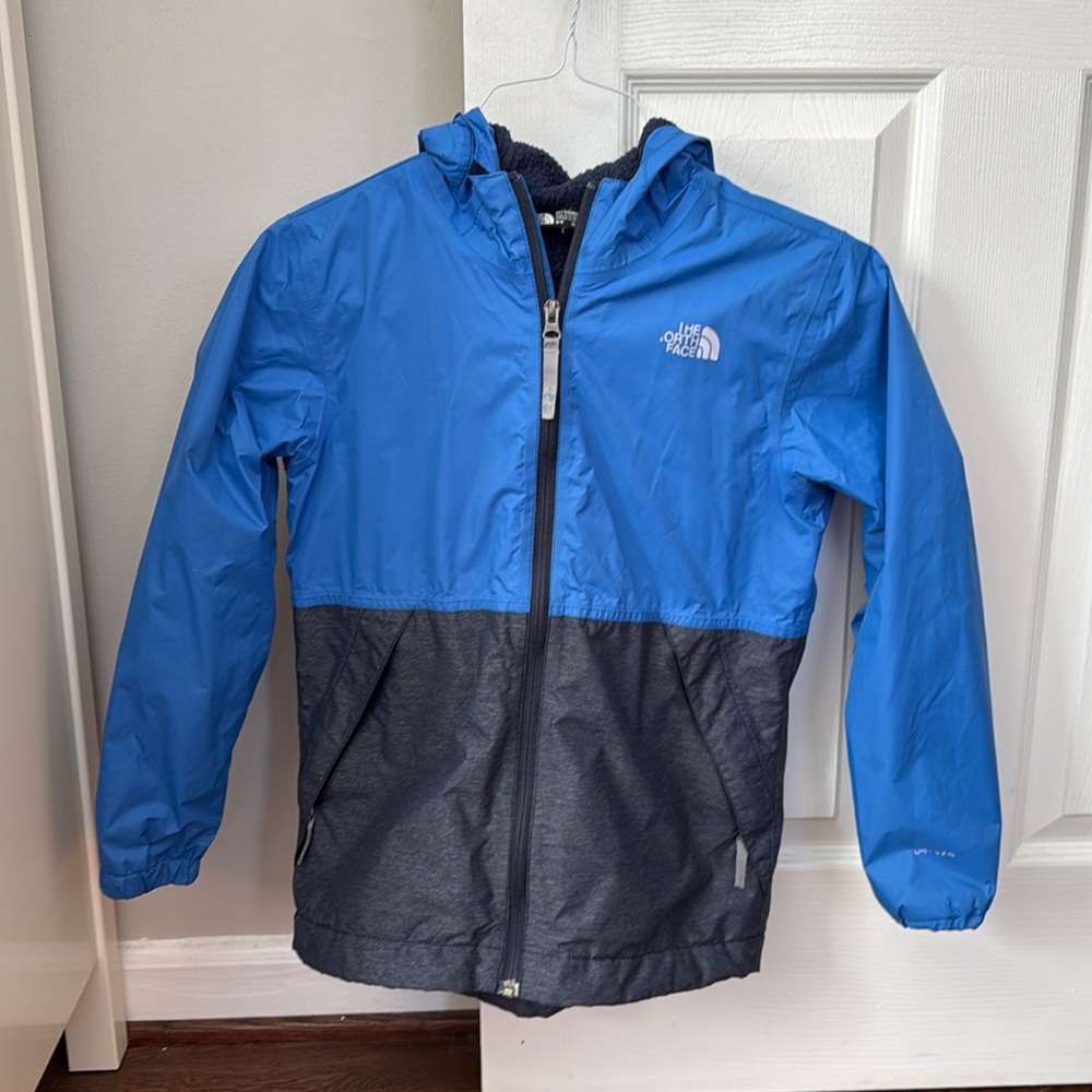 North Face boys fleece lined rain jacket Sz M 10/12